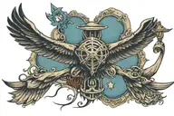 a wing with aircraft flying tattoo design idea