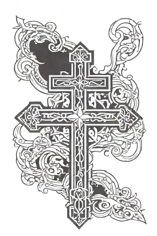 Christian Cross Black Bands above and below tattoo design idea
