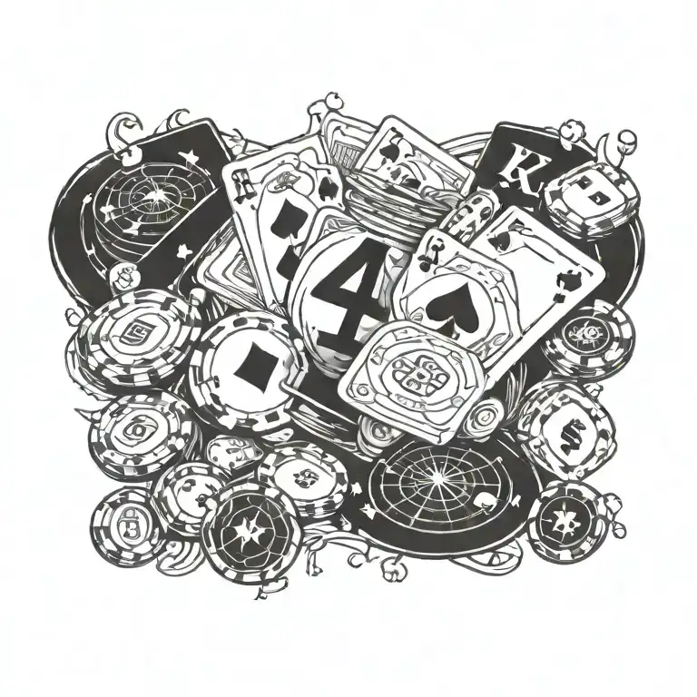 gambling hustle money symbols incorporated tattoo design idea