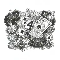 gambling hustle money symbols incorporated tattoo design idea