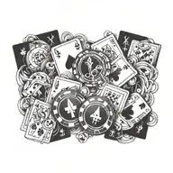 gambling hustle money symbols incorporated tattoo design idea