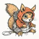 Squirrel with hoodie tattoo design idea