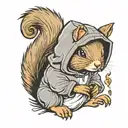 Squirrel with hoodie tattoo design idea