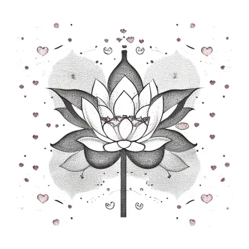cherry blossoms with hearts and lotus tattoo design idea