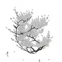 cherry blossom with song bird tattoo design idea
