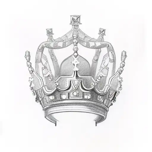 letter "M" with a queen's crown over it that is the same upside down tattoo design idea