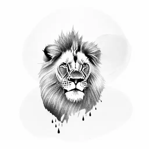 A truck driver steering a lion-shaped truck on a beach road tattoo design idea