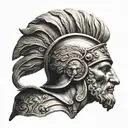 Alexander The Great with  lion helmet  tattoo design idea