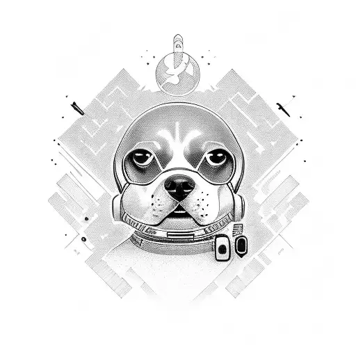 Beagle astronaut cover style Dog Blood Middle Finger pt.2 tattoo design idea