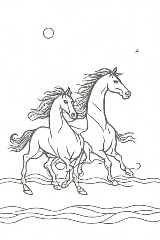 sea ​​and horses tattoo design idea