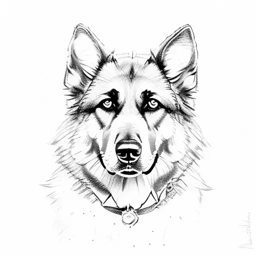 rose german shepard tattoo design idea