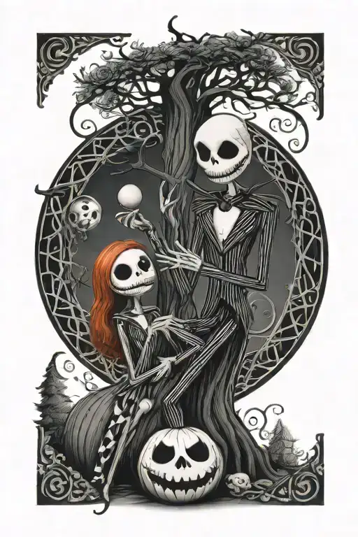 jack skellington sally, little jack skellington tattoo design idea