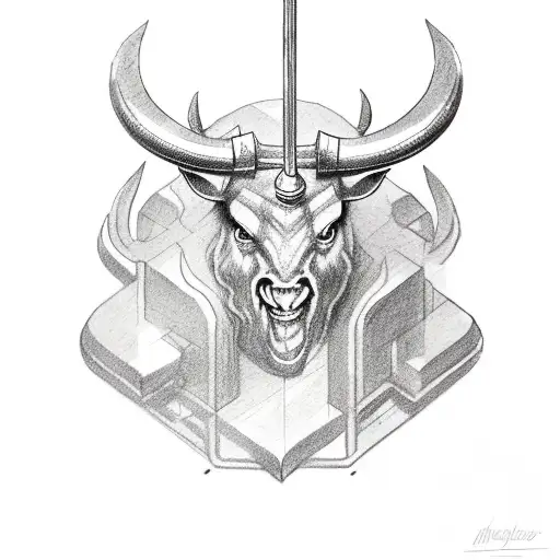 Minotaur with hammer  tattoo design idea