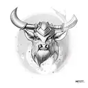 Minotaur with hammer  tattoo design idea