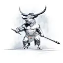 Standing Minotaur with hammer  tattoo design idea