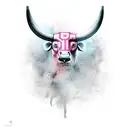 Standing Minotaur with hammer  tattoo design idea