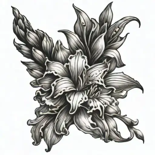 the year 2006 and gladiolus flowers tattoo design idea
