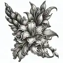 the year 2006 and gladiolus flowers tattoo design idea