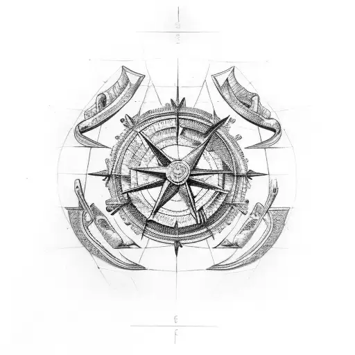 justice scales without gallows, compass, quill and scroll, and Knots and Weaving. Should fit in a rectangle area tattoo design idea