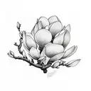 magnolia tree branch tattoo design idea