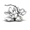 magnolia tree branch tattoo design idea