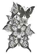 A half sleeve (down part of the arm: wrist, fore-arm, excetra) black fine line. With these simbols: Butterfly-Semicolon. tattoo design idea