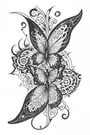 A half sleeve (down part of the arm: wrist, fore-arm, excetra) black fine line. With these simbols: Butterfly-Semicolon. tattoo design idea