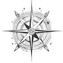 arrow and compass and passport stamps and travel tattoo design idea