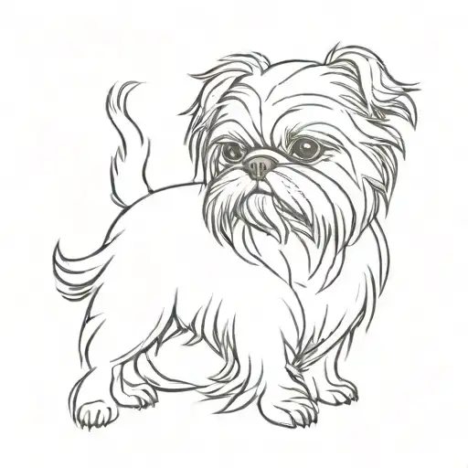 brussels griffon dog silouette with long beard made tattoo design idea