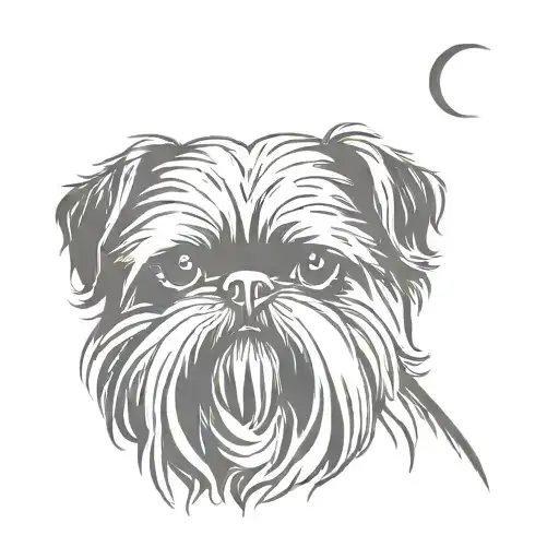 brussels griffon dog silouette with long beard made just de face tattoo design idea