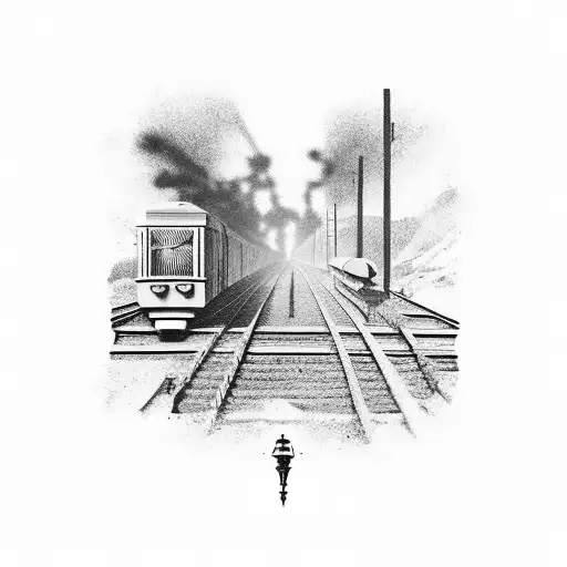 father and son railroad tracks  tattoo design idea