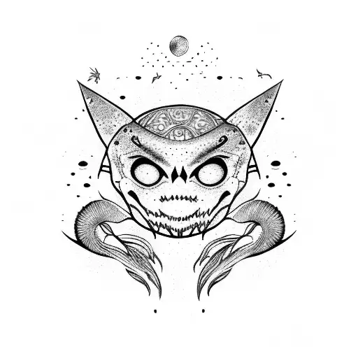 Moon Book Shark Spider Purple tattoo design idea