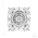 gothic window with overgrown flowers tattoo design idea