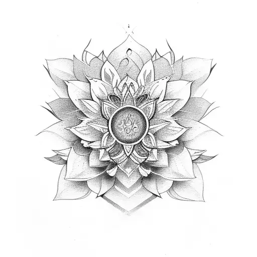 lotus flowe woman and 7 chakras tattoo design idea