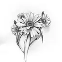 daisy, aster, gladiolus  tattoo design idea