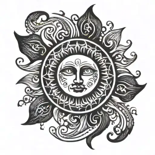semi colon sun shining tattoo design idea