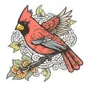 A cardinal perched on a semi colon butterfly tattoo design idea