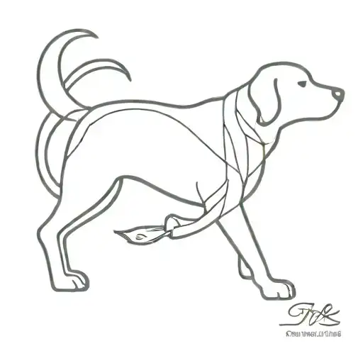 A minimalist tattoo design featuring a stylized dog silhouette with elements of the Canary Islands, capturing the essence of the client's favorite things tattoo design idea