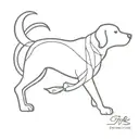 A minimalist tattoo design featuring a stylized dog silhouette with elements of the Canary Islands, capturing the essence of the client's favorite things tattoo design idea