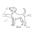 A minimalist tattoo design featuring a stylized dog silhouette with elements of the Canary Islands, capturing the essence of the client's favorite things tattoo design idea