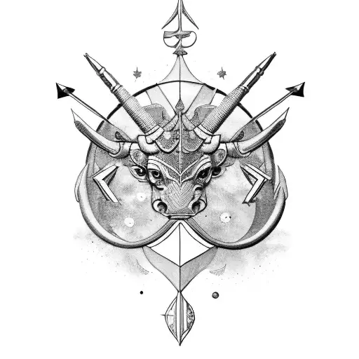 Sagittarius, Pisces and Taurus full sleeve tattoo design idea