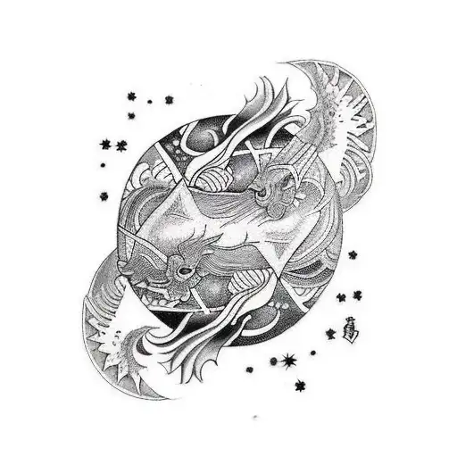 mix Sagittarius, Pisces and Taurus in a full sleeve tattoo design idea