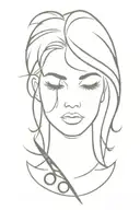Scissors and hair: A simple yet powerful symbol of her profession. A strong, determined figure: A silhouette or portrait tattoo design idea