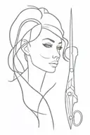 Scissors and hair: A simple yet powerful symbol of her profession. A strong, determined figure: A silhouette or portrait tattoo design idea