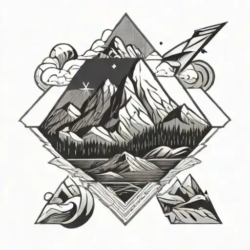 Christian and mountain  tattoo design idea