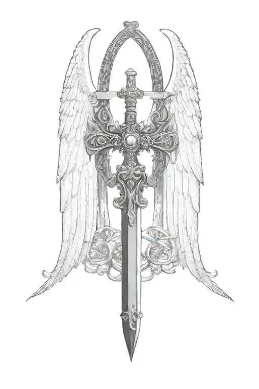 st michael sword rosary wrapped tattoo design idea