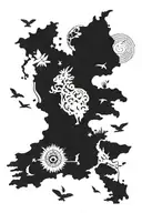 colombia country outline and animals  tattoo design idea