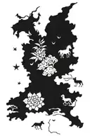 colombia country outline and animals  tattoo design idea