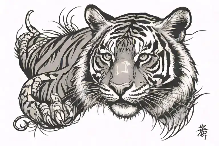 9 lives tiger scratch marks tattoo design idea