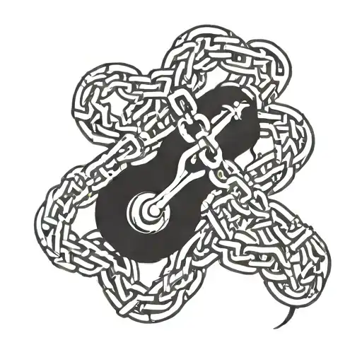 Runes intertwined with motorcycle chains tattoo design idea